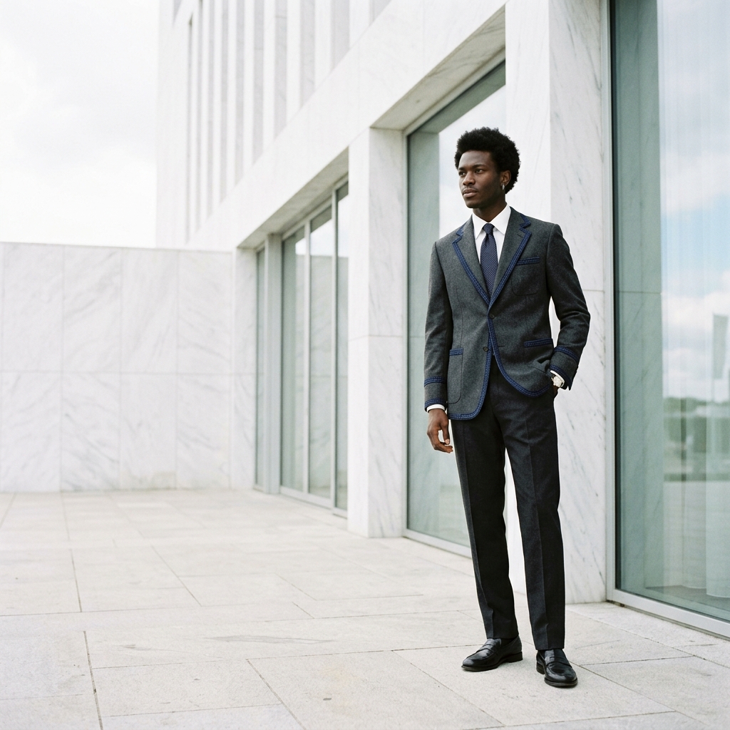 Blazer en Laine Sculpté avec broderie Kanvo